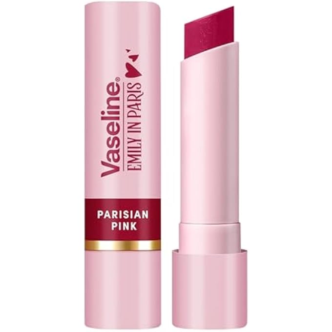 Vaseline إكس إميلي في باريس، إصدار محدود باللون الوردي الباريسي، بلسم شفاه بلون وردي، ترطيب يصل إلى 24 ساعة، 3 جرام - Image 1